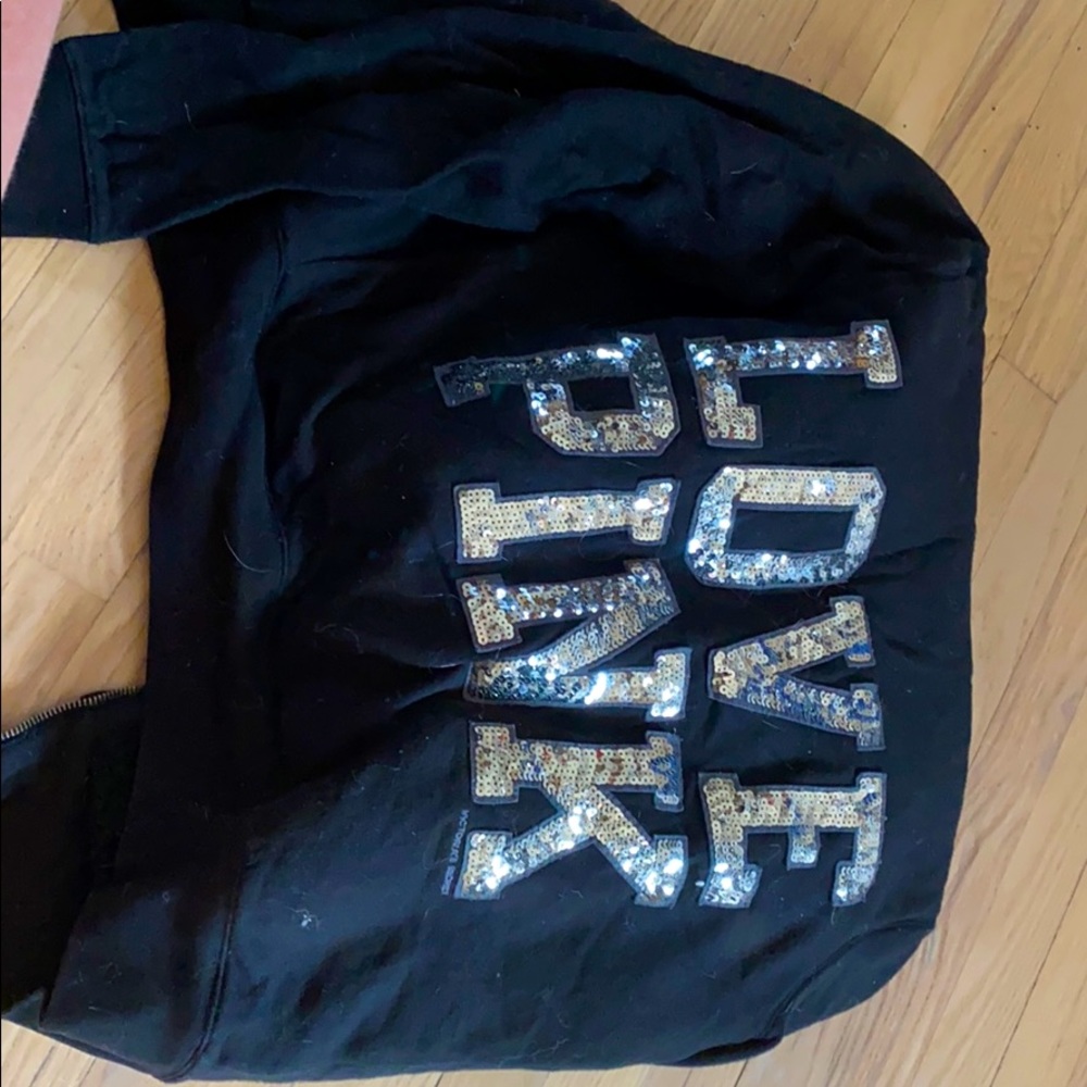 Love pink hooded sequin fleece jacket